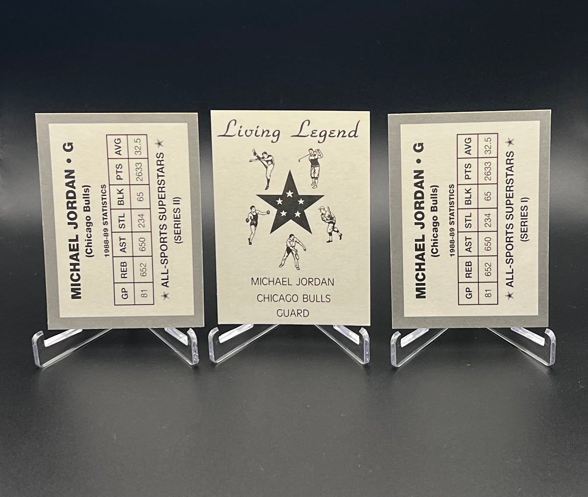 Michael Jordan 1989-90 Living Legend Silver Promo + All-Sports Superstars Series 1 & 2 Card Lot Chicago Bulls