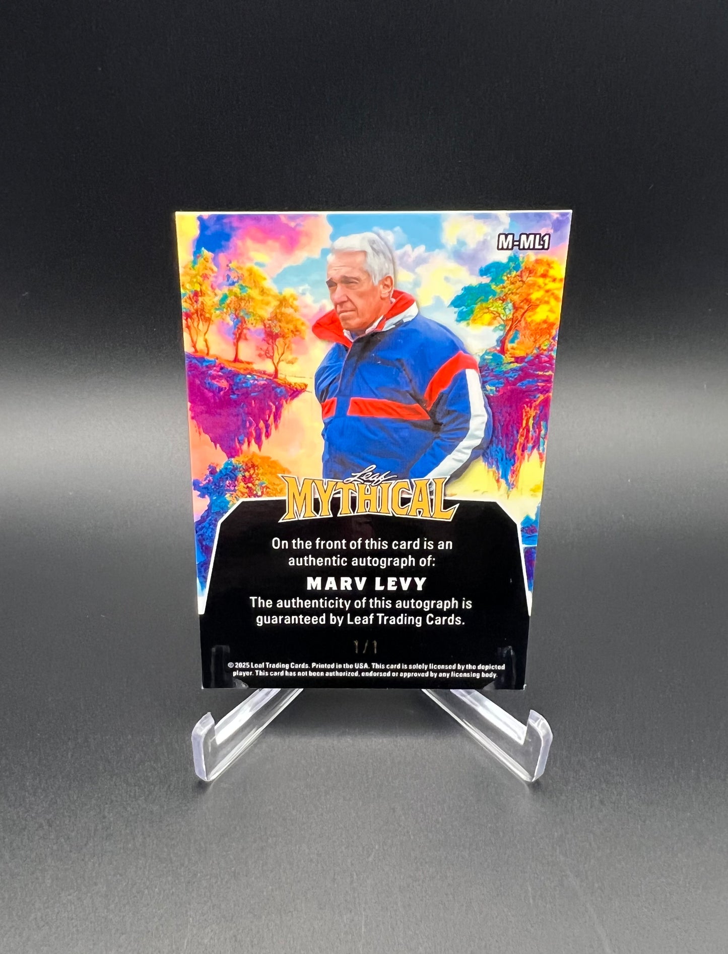 Marv Levy 2025 Leaf Eclectic Mythical Auto 1/1 Buffalo Bills HOF