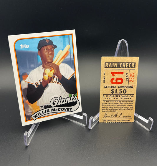 1960s San Francisco Giants Candlestick Park Rain Check Tickets (3) + Willie Mays & McCovey Cards