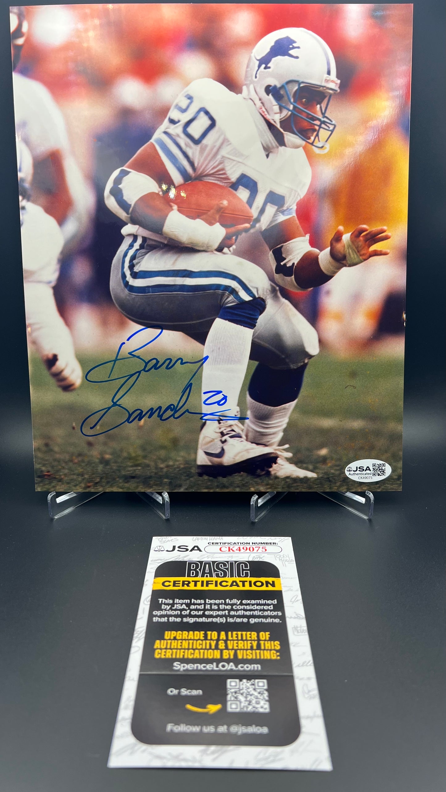Barry Sanders Signed 8x10 Photo - JSA COA - NFL Detroit Lions HOF
