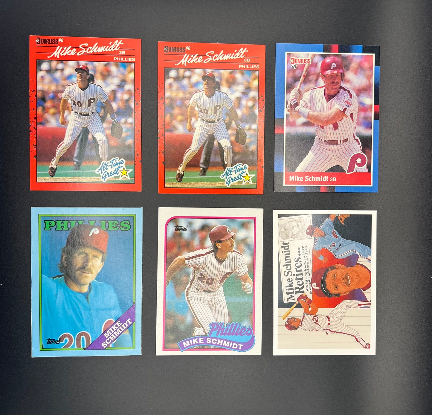 MIKE SCHMIDT 36-CARD LOT – PHILADELPHIA PHILLIES 1988 TOPPS/DONRUSS/FLEER HOF