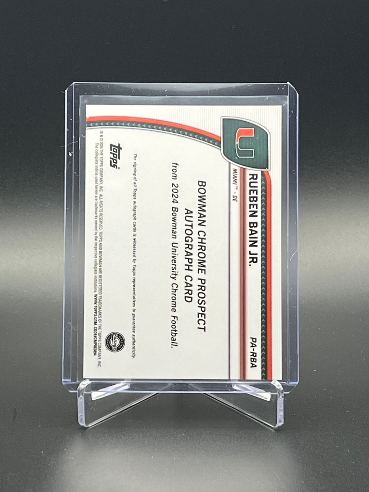 2024 Bowman U Chrome Rueben Bain Jr. PA-RBA + #157