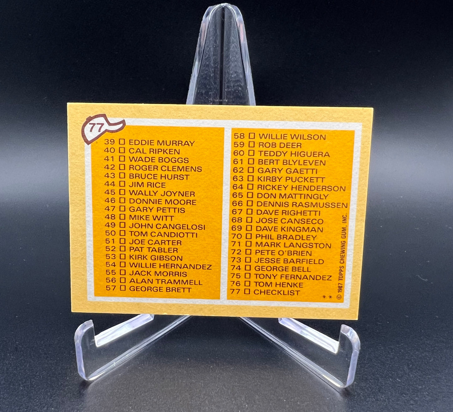 1987 Topps Baseball MINI Leaders Complete Set 1-77