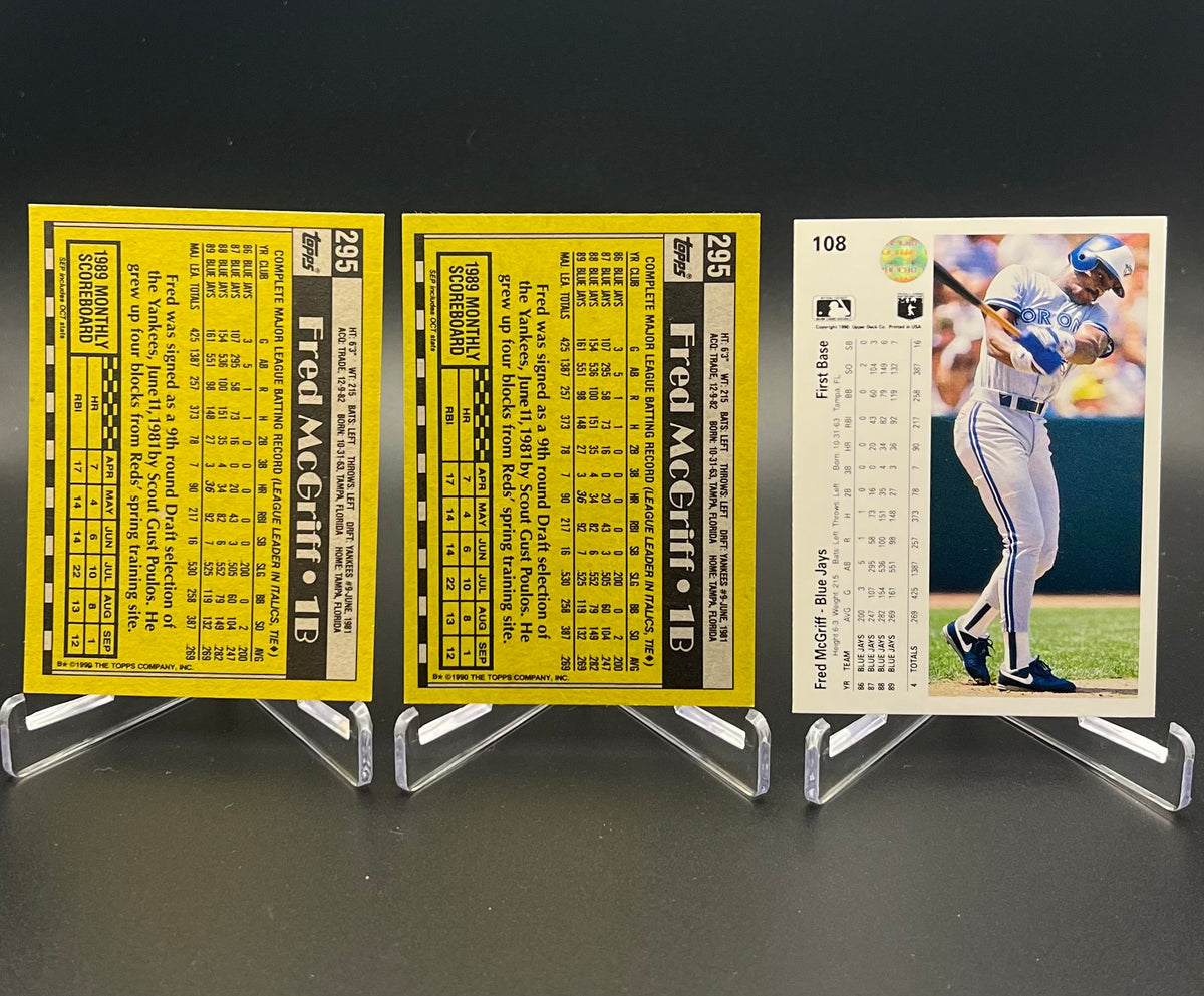 1987 Donruss RC Fred McGriff Early Career HOF Card Lot (20) 1987-1991 Blue Jays