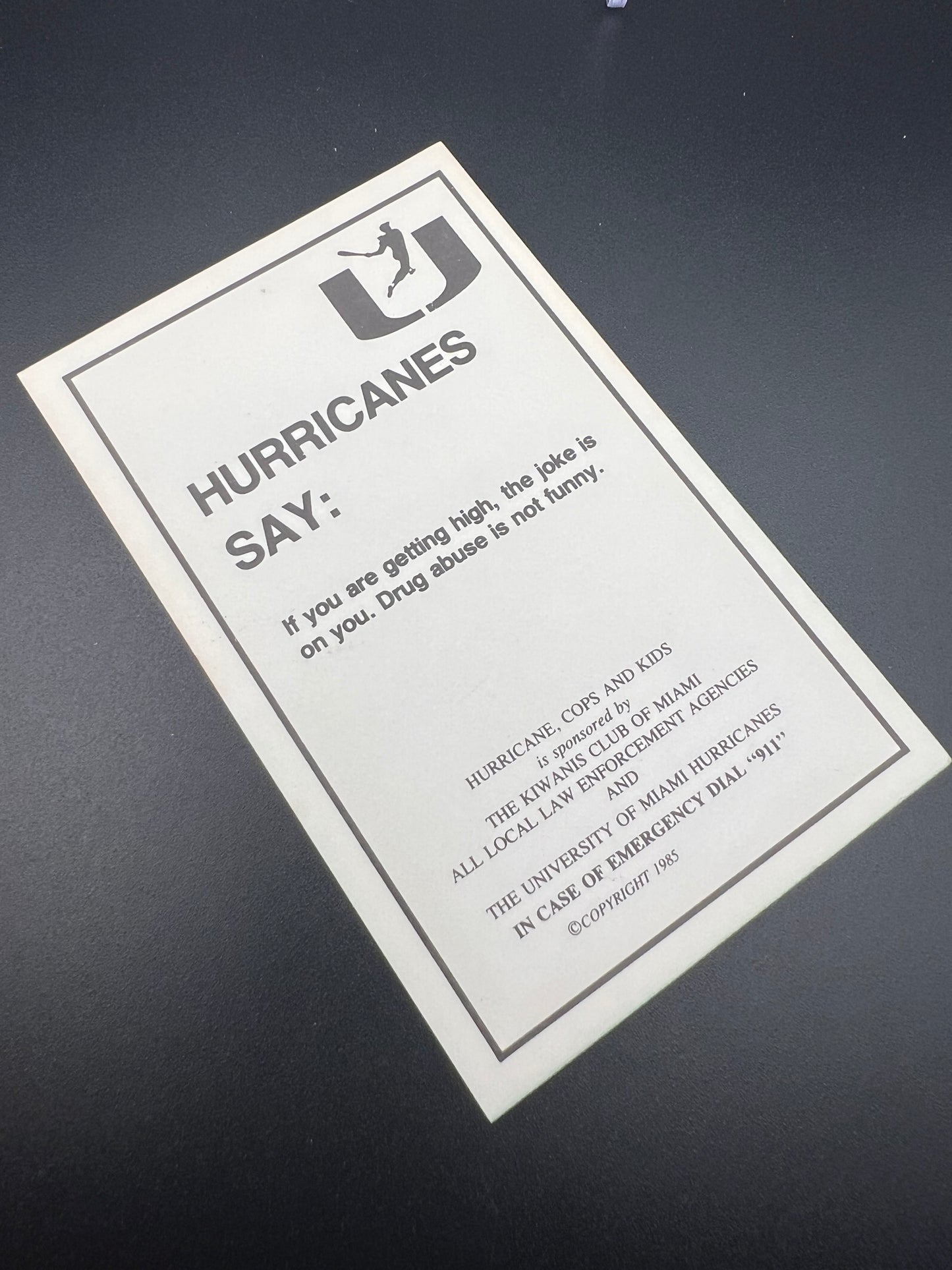 1985 NCAA World Series Champions Miami Hurricanes Police Cards