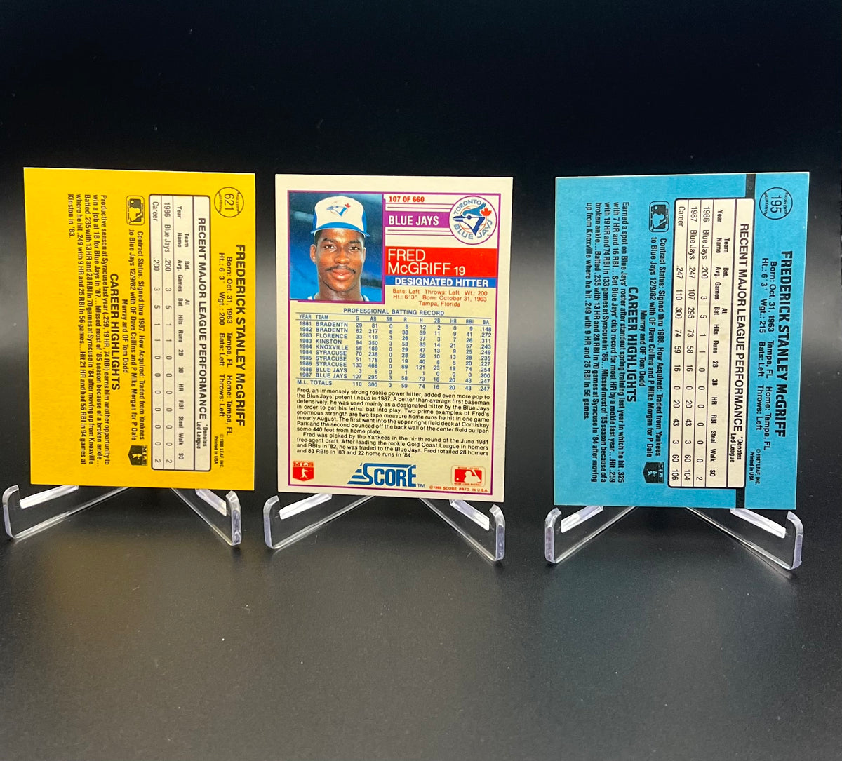 1987 Donruss RC Fred McGriff Early Career HOF Card Lot (20) 1987-1991 Blue Jays