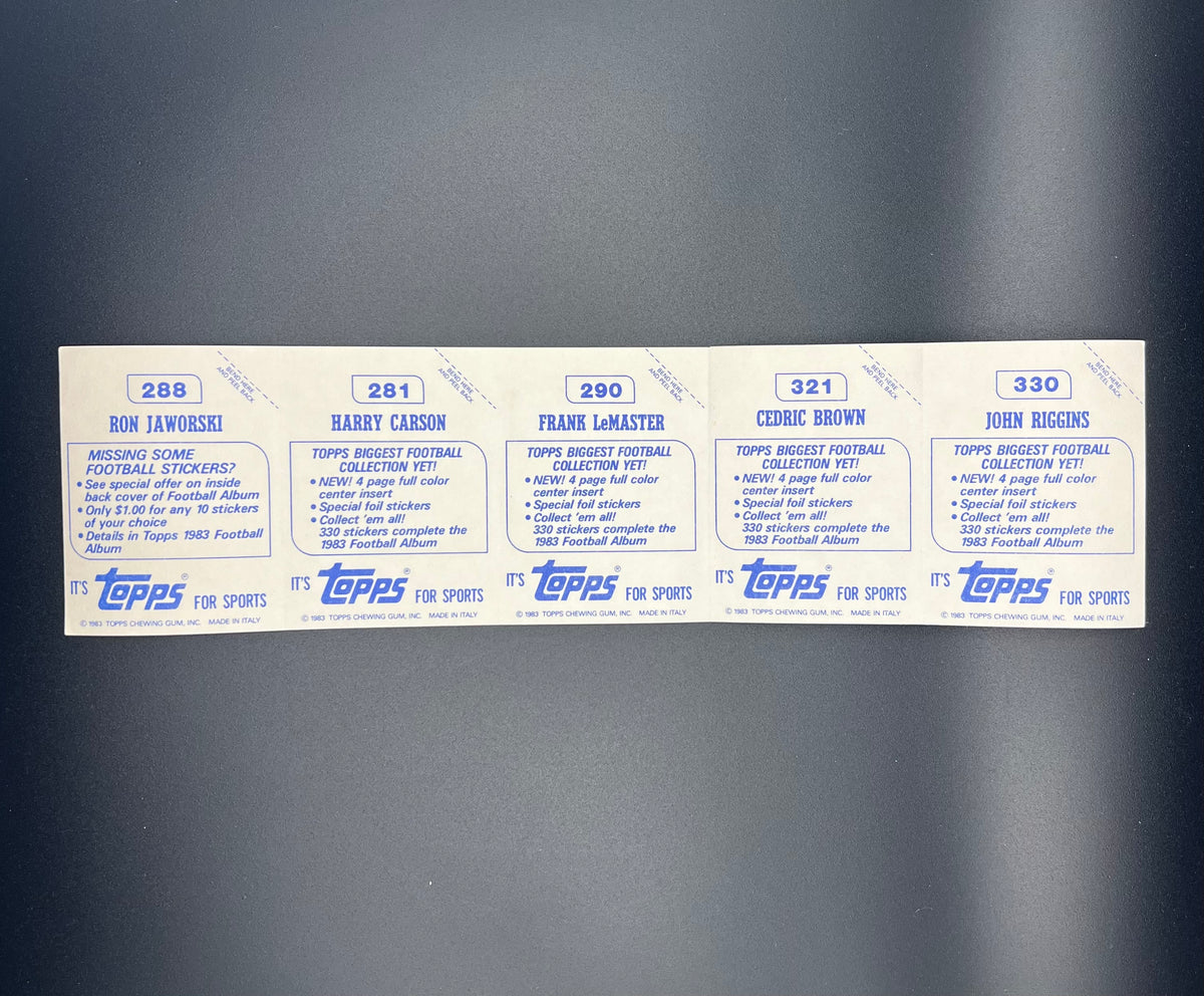 1983 Topps Football Album Stickers Box 35 Stickers Lawrence Taylor, Riggins