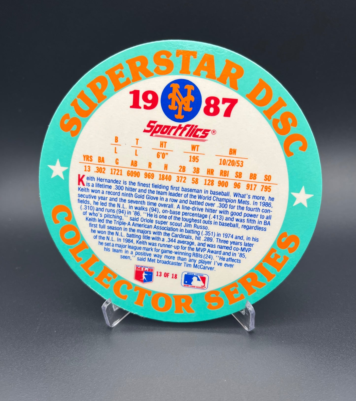 Sportflics Superstar Jumbo Discs: Keith Hernandez, Dwight Gooden, Don Mattingly