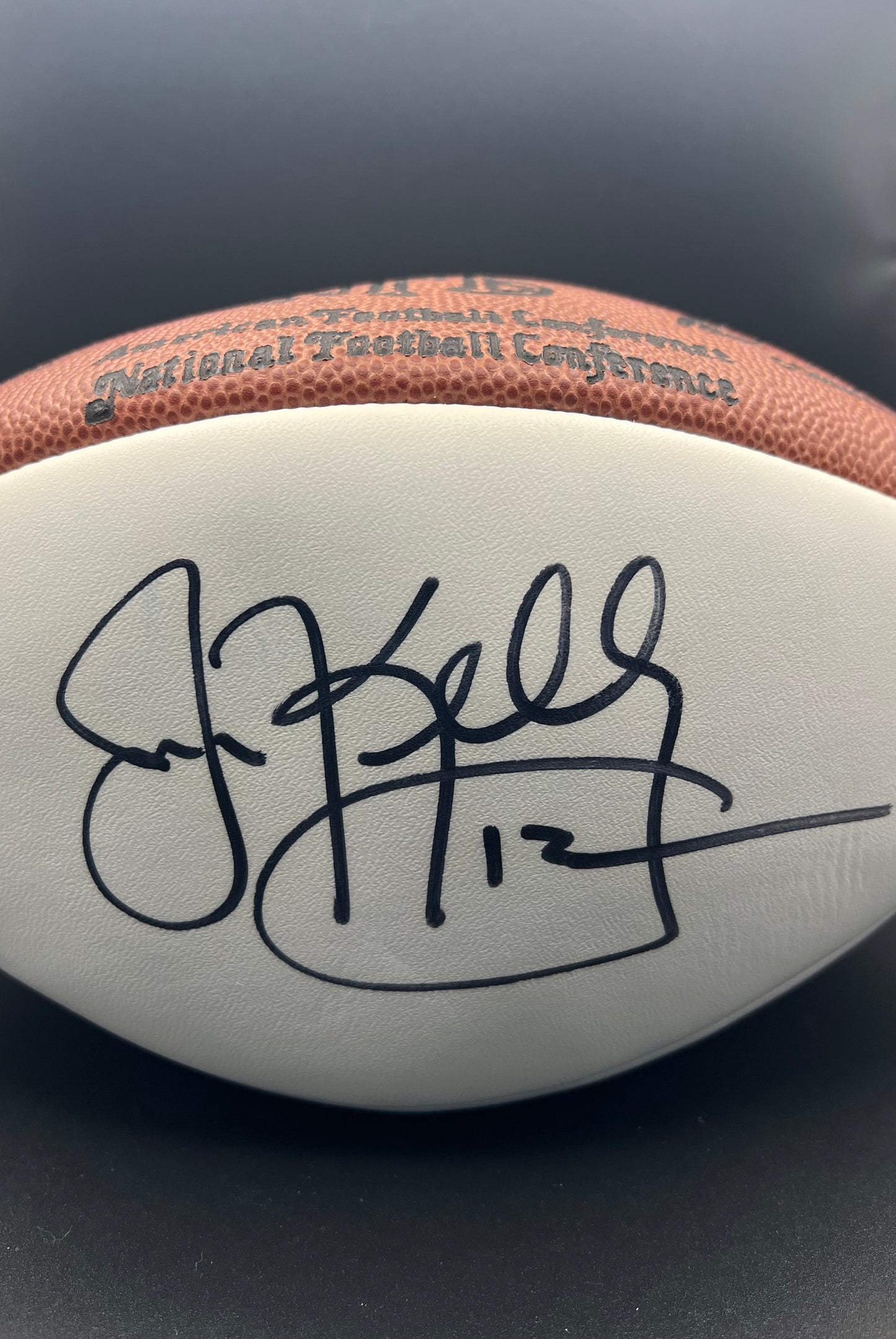 Jim Kelly Autographed Wilson NFL White Panel Football & 8x10 Photo — JSA Certified HOF Buffalo Bills