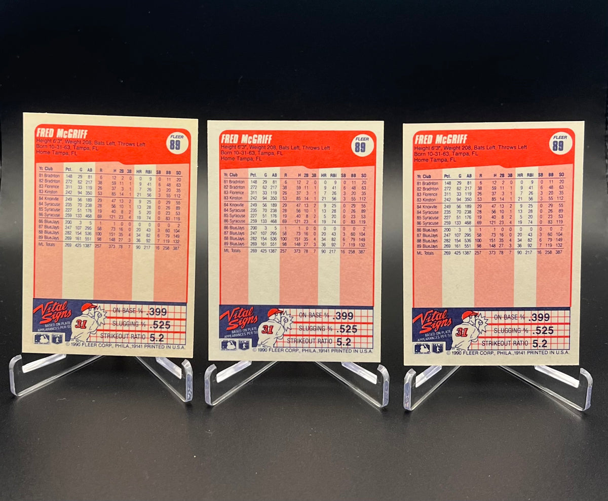 1987 Donruss RC Fred McGriff Early Career HOF Card Lot (20) 1987-1991 Blue Jays