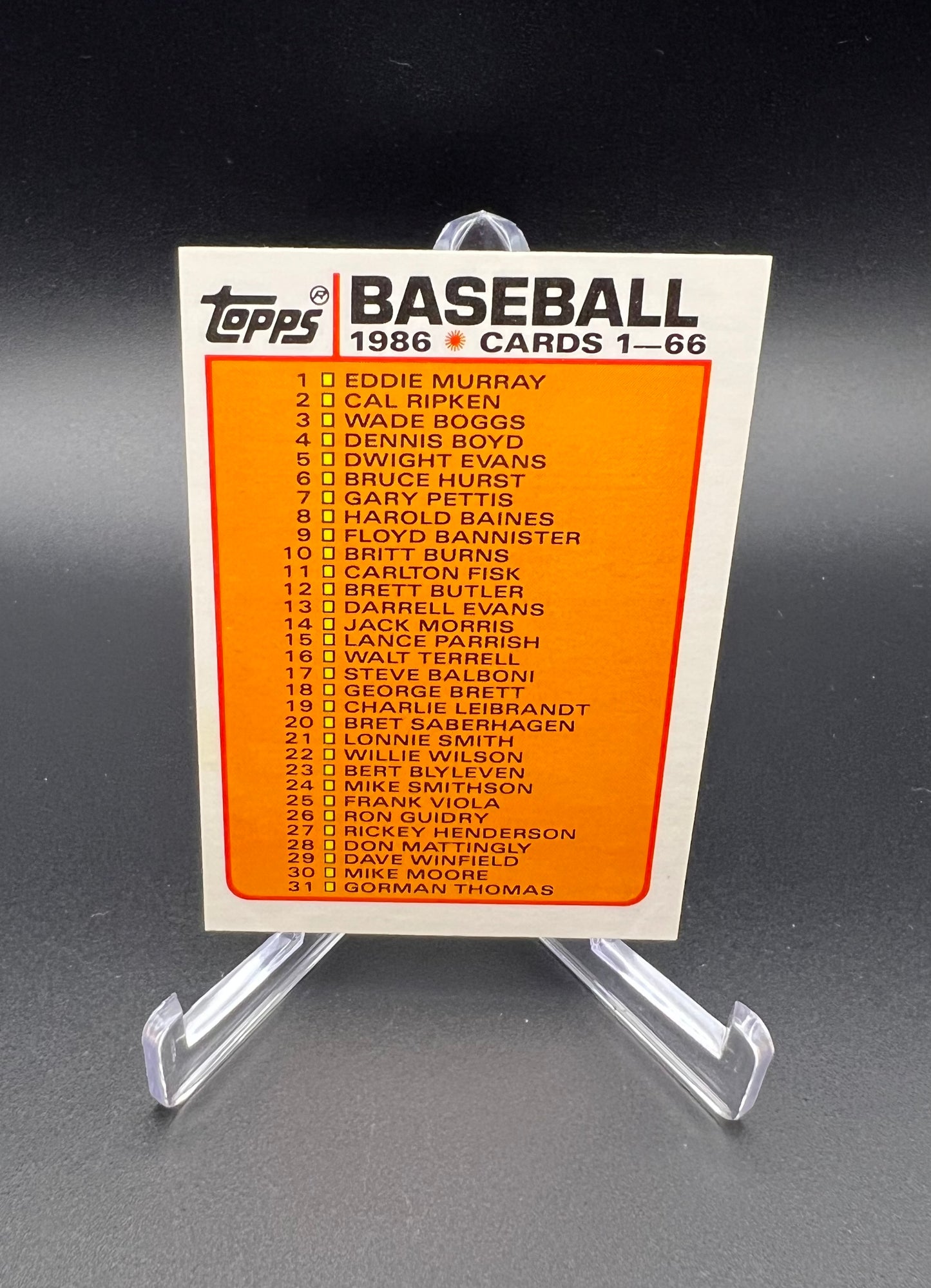 1986 Topps Mini Baseball Set Cards #1–66