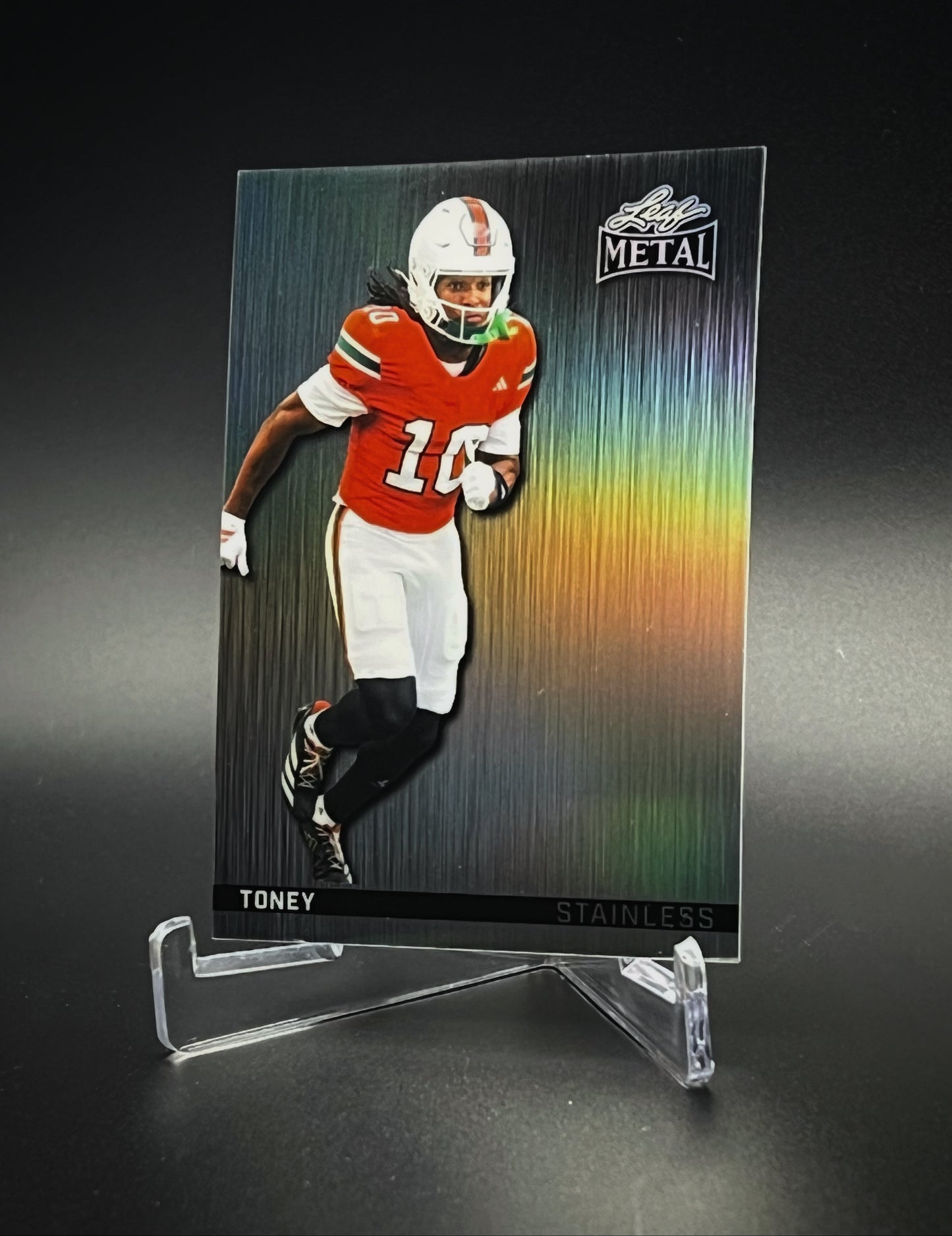 2026 Leaf Metal Malachi Toney Stainless Silver Prismatic /12 Miami Hurricanes SSP