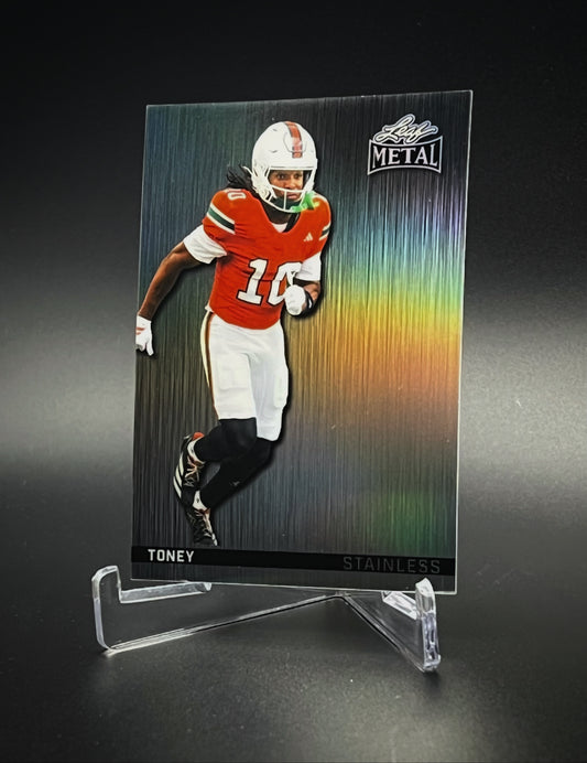 2026 Leaf Metal Malachi Toney Stainless Silver Prismatic #/12 Short Print Serial Numbered Low Pop - Miami Hurricanes SSP