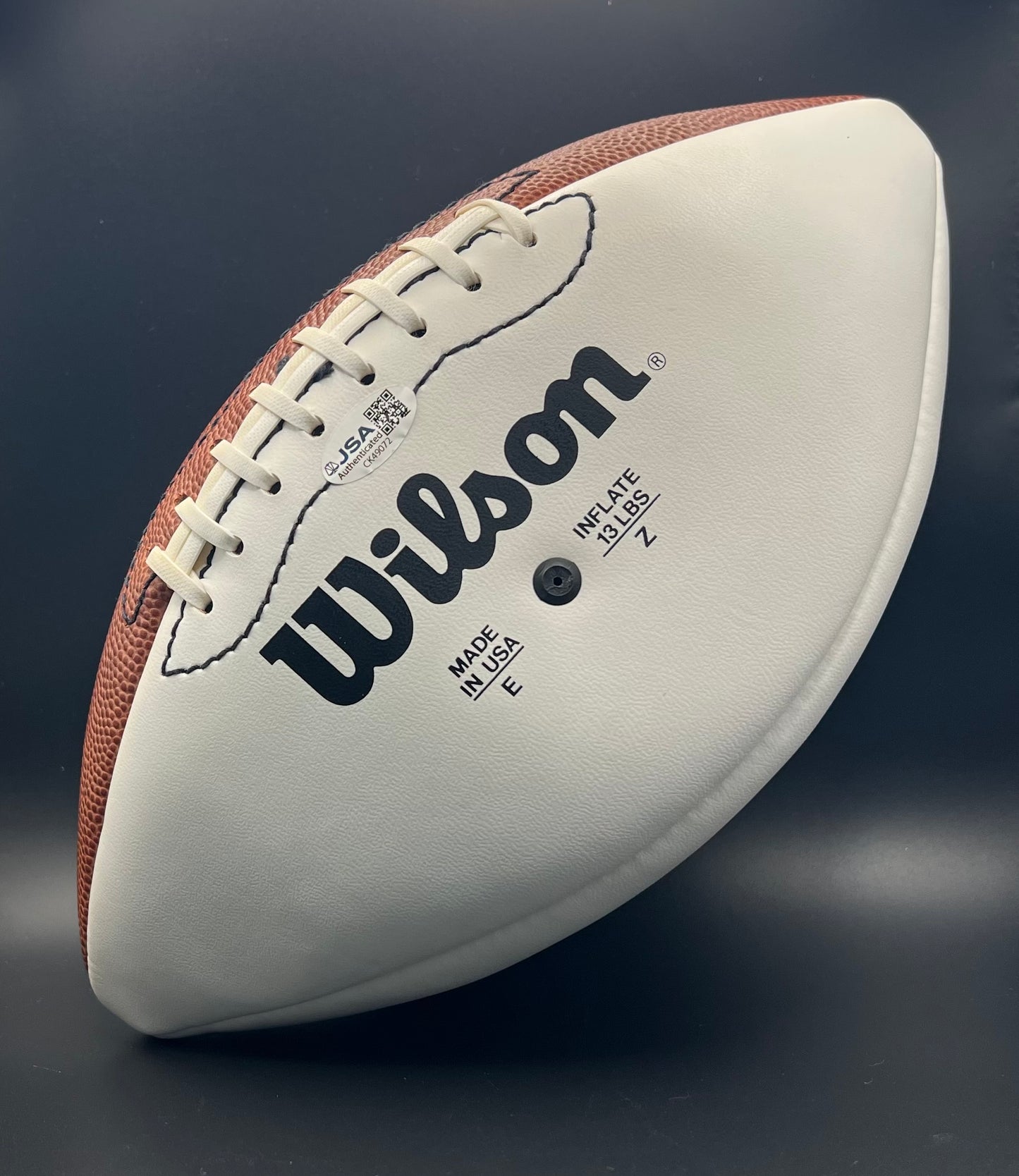 Jim Kelly Autographed Wilson NFL White Panel Football & 8x10 Photo — JSA Certified HOF Buffalo Bills