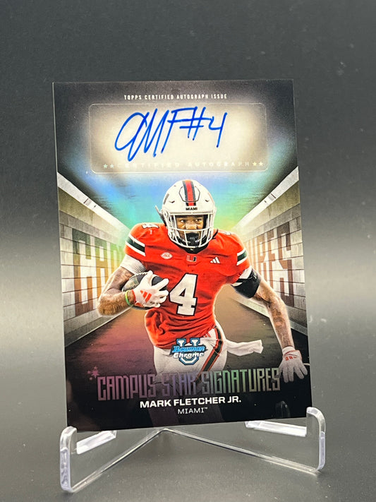 Mark Fletcher Jr 2025 Bowman University Campus Star Signatures Refractor Auto #CSS-MF Miami Hurricanes