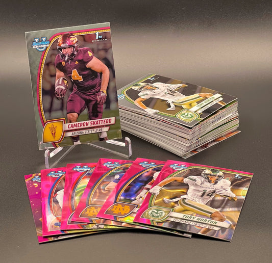 Celebrate the 2026 NFL draft with current NFL players from 2024 Bowman Chrome U