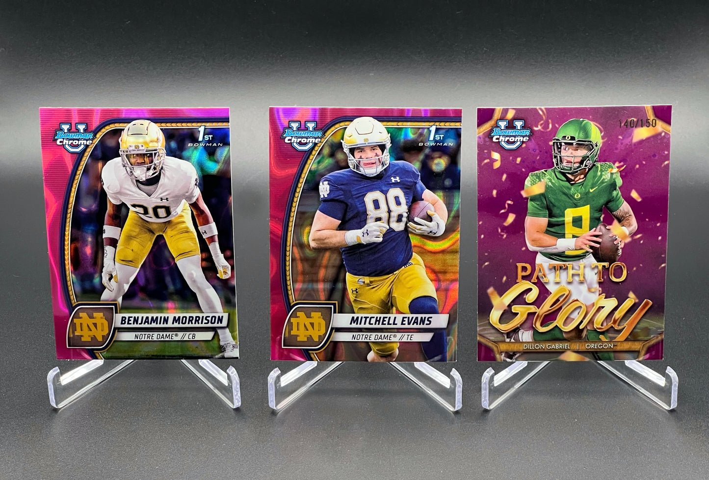 Celebrate the 2026 NFL draft with current NFL players from 2024 Bowman Chrome U